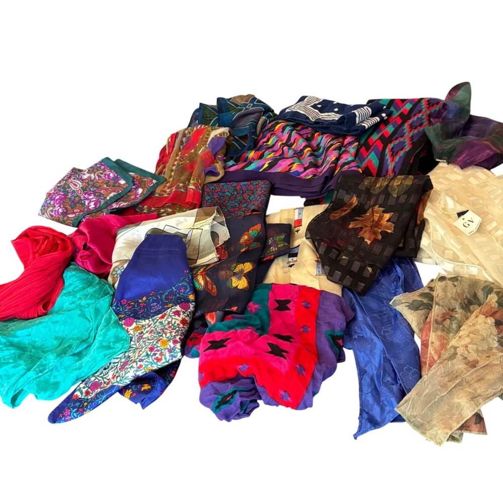 Lot of 20 Vintage Scarves 80s 90s Style Bold Patterns Wholesale Resell Craft